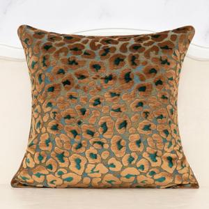 Alerfa 18 x 18 Inch Square Leaf Pillow Embroidery Cut Velvet Cushion Case Luxury Modern Lumbar Throw Pillow Cover Decorative Pillow for Couch Sofa Living Room Bedroom Car, Teal Green