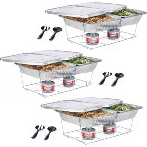 Sterno Disposable Chafing Dish Buffet Set, 5-Hour Food Warmers for Parties, Catering Supplies, Complete Buffet Set, Warming Trays (30pcs)