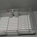 Sweet Home Collection Space-Saving 3-Piece Dish Drainer Rack Set: Efficient Kitchen Organizer for Quick Drying and Storage - Includes Cutlery Holder and Drainboard - Maximize Countertop Space, White