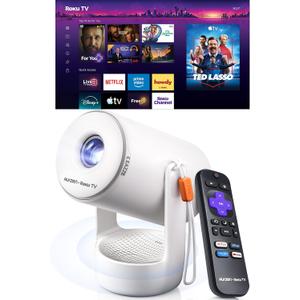 Aurzen Roku TV E1R Smart Portable Mini Projector with WiFi and Bluetooth