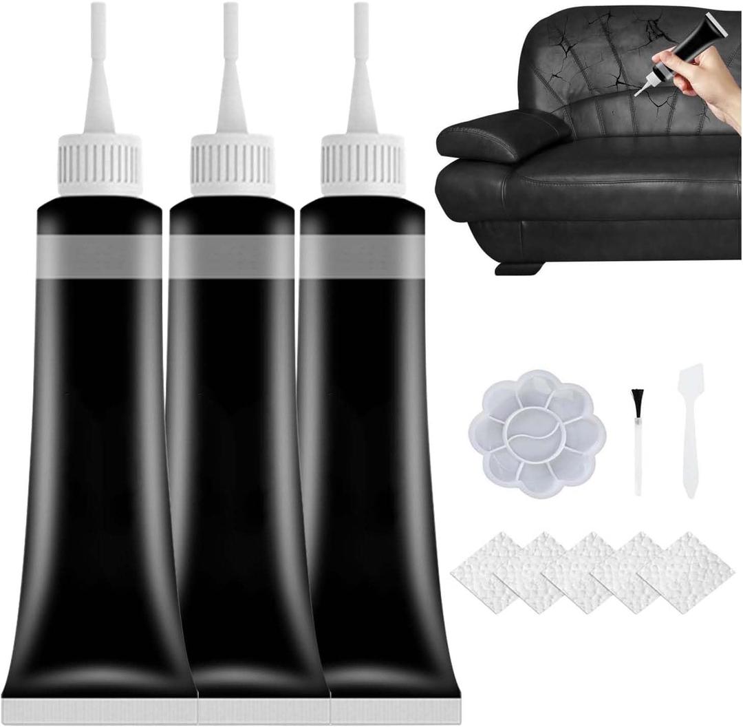 2025 Upgrade Advanced Leather Repair Gel, Leather Repairs for Car Seat Vinyl Repair Kit, New Multifunctional Leathers Repair Kits for Car Seat Couch and Jacket Repair Kit, Black (Blcak)