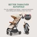 Bombi Bbee V2 Lightweight Baby Stroller - Premium Vegan Leather, One-Hand Fold, Infinite Recline, Aircraft-Grade Aluminum Frame, XXL Canopy, and Ample Storage Umbrella Stroller - Sand