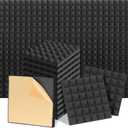 Acoustic Foam Panels 12Pack, 12 x 12 x 2 Inches High Density Soundproof Proof Foam Wall Panels, Pyramid Self Adhesive Fire Resistant Noise Cancelling Wall Panels for Wall, Recoding Studio,Home,Office