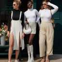 MANGOPOP Women's Mock Turtle Neck Long Sleeve Tops Bodysuit Jumpsuit (Black, XS)