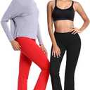 BUBBLELIME 29"/31"/33"/35"/37" 3 Styles Women's High Waist Bootcut Yoga Pants Basic/Side Pockets Tummy Control Workout Flared (Black, M)