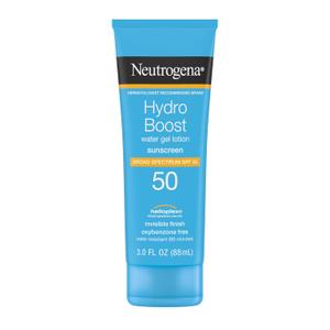 Neutrogena Hydro Boost Water Gel Sunscreen SPF 50, OilFree Hydrating & WaterResistant Face & Body Sunscreen Lotion, NonGreasy, Broad Spectrum, Lightweight Moisturizer, 3 fl oz