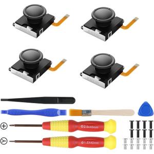 Switch Joycon Joystick Replacement, [No Drifting] Hall Effect Joystick for Switch/Switch OLED/Switch Lite, Left/Right Switch Joycon Controller with Repair Tool Kit, Thumbstick Caps [4 Pack]