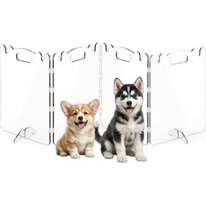 Acrylic Dog Gate, 31in Tall Freestanding Clear Pet Gate for Doorways, Transparent Clear Dog Gate Indoor for Large Openings & Stairs, Foldable Pet Gate for Dogs (4 Panel - 80'' W x 31'' H)