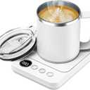 Coffee Mug Warmer & Mug Set for Desk, Electric 36W Coffee Cup Warmer with Auto Shut Off/Timer, Smart Coffee Mug Heater with 16oz Cup for Home/Office, Heated Coffee Cup Gifts for Coffee Lovers,White