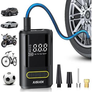 Tire Inflator Portable Air Compressor, 150 PSI Cordless Air Pump for Car Tires, Electric Bike Tire Pump for Car, Motorcycle, Bicycle, Ball, with Pressure Gauge, LED Light (Small)