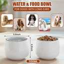 1 Pack 37 oz Ceramic Dog Bowl for Large Dogs with Long Ears No Spill Water & Food Pet Bowl Cocker Spaniel Beagle Bassett (Moon White)