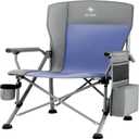 XL Premium Camping Chair - 400lb Capacity, Oversized 23.7" Wide Seat, Heavy Duty 600D Oxford Fabric, Padded Camping Chair Portable for Outdoor, Beach, Tailgate Parties Slate/Navy (XL  Silver Steel Frame)