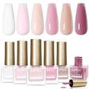 Nude Nail Polish Set,6 Colors Quick Dry Regular Natural Nail Polish White Light Pink Winter Neutral Color Fingernail Polish Nail Lacquer High Glossy Nail Manicure DIY Salon Gift for Women Girl