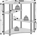 Furinno Turn-N-Tube Storage Shelves, 4-Tier Corner Shelf, Toolless Assembly Display Rack, Corner Bookshelf for Small Space, for Organization and Storage, Living Room, Home Office, French Oak