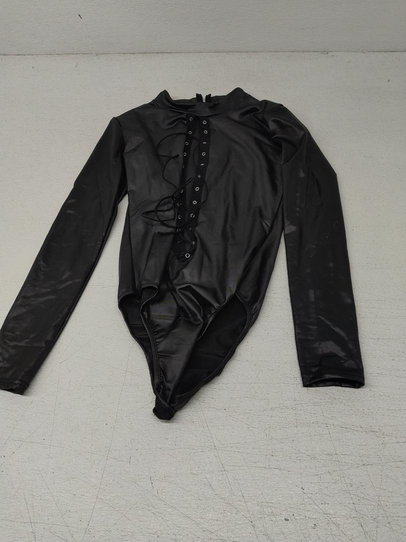 Digital baby Women Sexy Black Leather Lingerie Bodysuits Erotic Leotard Costumes Rubber Flexible Hot Sexy Latex Catsuit Catwomen Costume THO, Black, Small