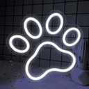 Dog Paw Print Neon Sign - Dimmer Cat Claw Signs for Wall Decor 9.8 X8.6 Inch, USB Powered Lighted Paws for Kids Bedroom, Pet House, Christmas, Cute Birthday Gifts for Kids/Dogs Lovers (White)