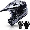 TCMT Youth Dirt Bike Helmet DOT Certified - Kids Full Face Motocross ATV Helmet with Goggles, Gloves and Helmet Bag for Off-Road, BMX, MX, Street Riding, Youth X-Large