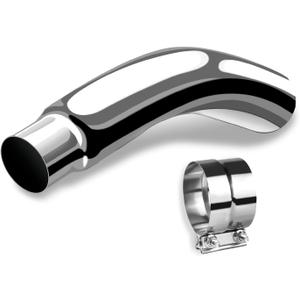 4 Inch Exhaust Elbow Tip with a Clamp, Chrome Structure,4'' Inlet 5'' Outlet 23" Overall Length for Pickups, Trucks and Cars