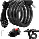 E Scooter Lock, Bike Combination Cable Locks Compatible with Xiaomi M365/Max/GXL/Ninebot/Segway/Motor/Bicycle Lock 4 ft Long/0.472In Scooter Anti-Theft Ideal 4 Digit/12 Steel Cable (light-black)