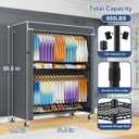 ULIFHOME P8C Max Heavy Duty Clothes RackWith Extended Width Design Rolling Clothing Racks for Hanging Clothes with Lockable Wheels51.2" W x 15.8" D x 80.5" HLoad 700LBSBlack Rack with Grey Cover