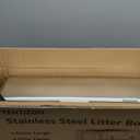 TENTIZON Stainless Steel Cat Litter Box with Lid, Large Covered Enclosed Kitty Litterbox with Hood, Flip Top, High Side, Litter Mat, Scoop for Big Cats, Kitten, No Odor, No Mess, Easy Clean, Grey