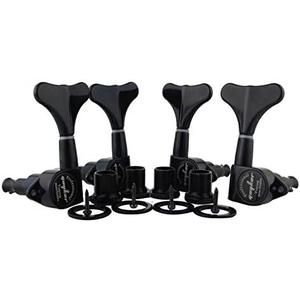 Guyker Guitar Bass Tuners (2R + 2L) - 1:17 Ratio Headstock Sealed Tuning Key Pegs Machine Head Replacement for Electric Jazz Bass or Precision Instruments - Black