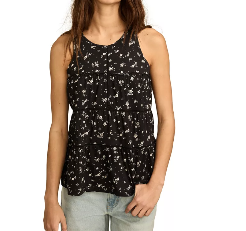 Lucky Brand women's printed high-neck tiered tunic xs