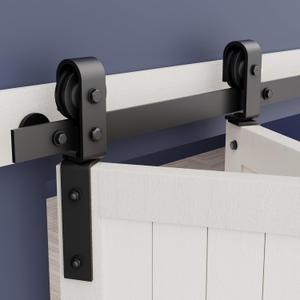 ZEKOO Bifold Barn Door Hardware: 60 inch Bi Folding Door Hardware Kits for 2 Closet Doors - Easy Assembly Smoothly Quietly Bifold Doors Track Kit - J Shape Top/Side Mount Roller - Hardware Only