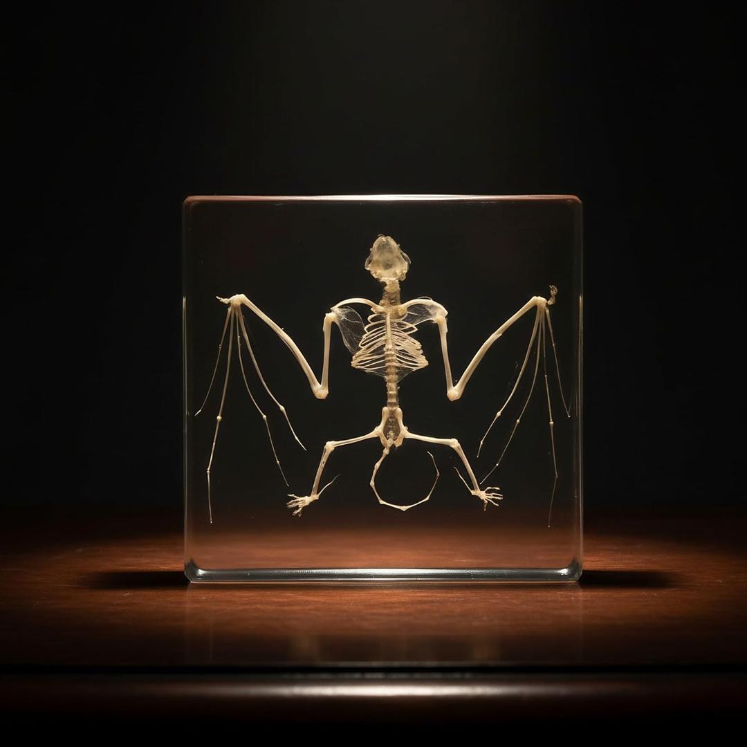Taxidermy Bat Skeleton in Resin - Real Model Animals Specimen Decor, Taxidermy Supplies for Science Education Collection