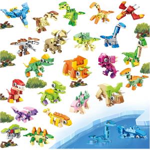 Dinosaur Party Favors for Kids, 24 Packs Mini Dinosaur Building Blocks Toy Animals Building Sets, Dino Carnival Goodie Bags Fillers, Classroom Prizes Christmas Birthday Gifts for Student,Kid Age 6-12