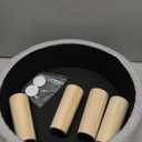 Wimarsbon Storage Ottoman, Modern Round Footrest with Soft Padded Seat, Teddy Velvet Footstool with Wood Legs, Accent Small Table or Plant Stand for Hallway, Living Room (Grey)