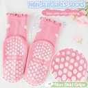 Baby Girls Toddlers Ruffle Grip Socks for Kids Non Slip Anti Skid Frilly Cute Funny Cotton Crew Grippers Socks 9 Pairs (3-5T, Heart)