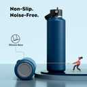 POWCAN 24 oz Water Bottle Insulated: BPA-Free, Leakproof Lid with Straw, Lightweight, Flex Cap, Stainless Steel Insulated Flask for Office, Men, Gym, Commute, Worker, Walking, Cycling (Indigo Blue)
