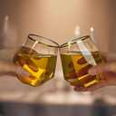 Goodluck 40 PCS Diamond Stemless Plastic Wine Whiskey Glasses, 12 Oz Disposable Cocktail Glasses, Suitable for Weddings, Birthday Parties, Family Gatherings, Bars, etc Gold rimmed cups (Clear and Gold)