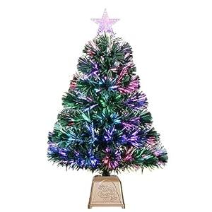 24inch Pink Fiber Optic Christmas Tree,Pre-Lit Artificial Mini Christmas Tree, Tabletop Small Xmas Tree with Stars Holiday Home Decorations