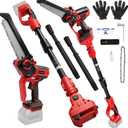 2-IN-1 8 Inch Cordless Pole Chainsaw for Milwaukee M18 Battery, Brushless Chain Saw with LED Display, MAX 15FT Reach (Your Height + 4-8FT Pole), Auto Oiling for Tree Wood Cutting(No Battery)