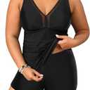 Yonique Womens Plus Size Swimsuits with Shorts Tummy Control Tankini Two Piece Bathing Suits Athletic Swimwear 16Plus