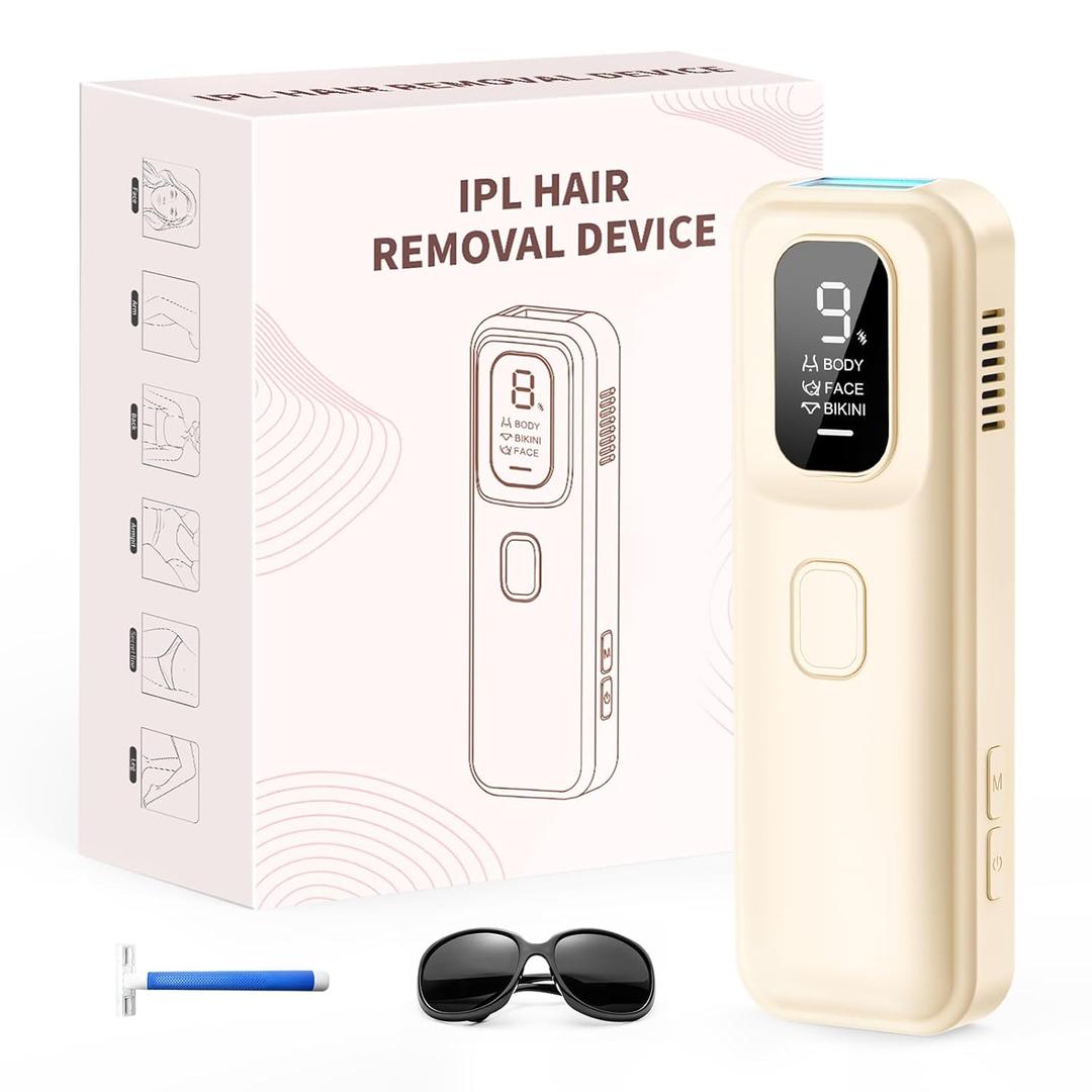 IPL Laser Hair Removal Device for Women & Men - At-Home Permanent Hair Remover for Long-Lasting Results,Body & Face for 85% Hair Reduction in 3 Weeks, Beige (Rose-gold-2)