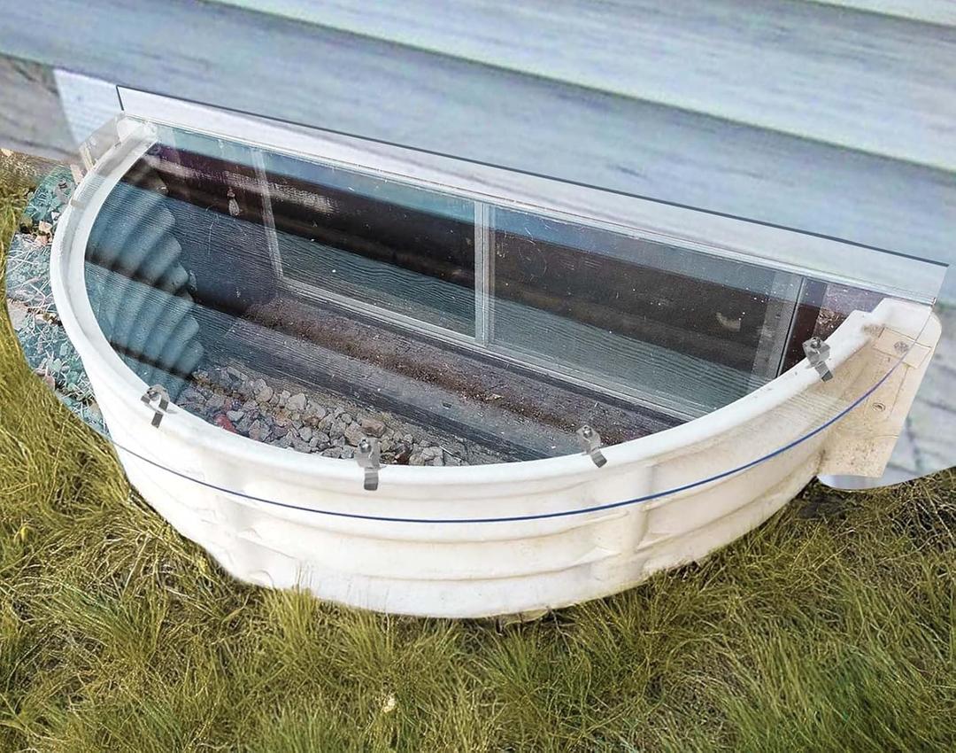 Basement Window Well Covers Outside, Heavy-Duty Egress Window Well Cover Clear, All-Weather Against Debris, UV Resistant, Tear-Resistant, Waterproof, Windproof (Only Cover)39" X 17"