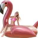 JAMBO 78 x 70 Huge Famingo Ride On, Inflatable Tanning Pool Float-Flamingo Float for Adults & Kids, Giant Flamingo, Big Pool Raft, Pink Floatie, Party Accessory