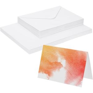 PATIKIL 50 Sets Pure Cotton Watercolor Cards 140lb/300 GSM Postcards with Envelopes for Art Painting Creative Thank Notes, 5x7 Inch Foldable Size