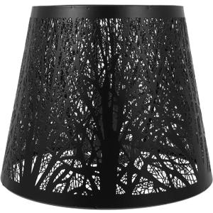 Metal Lamp Shade, Wrought Iron Lampshade Carved Forest Tree Shaped E27 Mini Lamp Shade for E27 Table Lamp Bedroom Bedside Decor (Black)