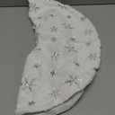Faux Fur Christmas Tree Skirt 24 Inches Mini White Plush Tree Skirts with Silver Sequin Snowflakes Porch Xmas Tree Ornaments Decorations