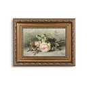 CUMLKGT Vintage Gold Framed Wall Art for Living Room, Flowers Oil Painting Canvas Print, Ornate Baroque Frame, Bedroom Wall Decor Gifts for Friends or Family - 12" x 9"