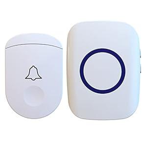 Wireless Doorbell, 1, 000ft Range Loud Enough Doorbell Chime，5 Volume Levels and 52 Door Chimes With LED Flashing (White Big Button)