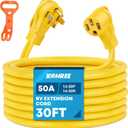 Kohree 50Amp RV/EV Extension Cord 30FT, NEMA 14-50P to 14-50R RV Power Cord 50A, Heavy Duty 6/3+8/1 Gauge STW Wire W/Cord Organizer for RV Trailer Campers 125/250V, 6250/12500W, ETL Listed