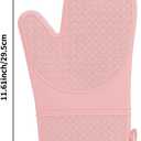 Hovico Silicone Oven Mitts, Heat Resistant 500F Kitchen Mitts 2PCS, 11.6" BPA-Free Soft Baking Gloves, Non-Slip Grip Oven Gloves with Soft Cotton Lining for Kitchen Cooking Baking BBQ - Pink