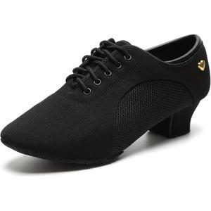 RoseMoli Women's Latin Dance Shoes Lace-up Ballroom Modern Salsa Rhythm Teaching Practice Professional Performance Dance Shoes (7, Black-1.5inch Heels)