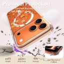 Magnetic for iPhone 17 Pro Max Case [Compatible with MagSafe] Cute Orange Floral Flower Pattern Design, Clear Slim Shockproof Protective Phone Cover for Women Girls