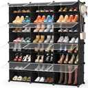 HOMIDEC Shoe Rack Organizer, 8 Tier Shoe Storage Cabinet 48 Pair Plastic Shoe Organizer Shelves for Closet Hallway Bedroom Entryway (Black)